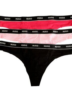 Hugo Boss Women's "Triplet Thong Stripe" 3Pack Thong Panties Set US 2XL IT 48